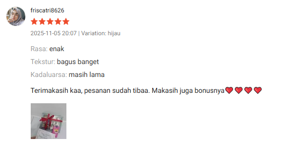 Screenshot ulasan Shopee