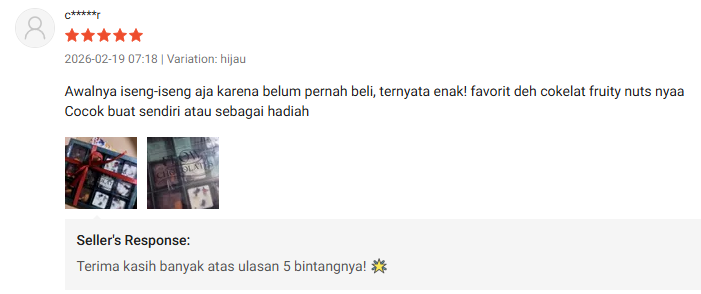 Screenshot ulasan Shopee